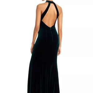 AQUA green velvet halter gown -  size 14